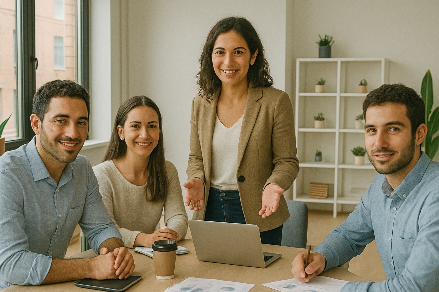 צוות MyParking בפגישת עבודה במשרד מודרני